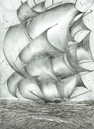 Storm Creators Sea of Okhotsk, 2017, (blekk på papir) av Vincent Alexander Booth