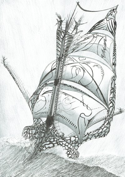 Storm Creators Sibuyan Sea, 2017, (blekk på papir) av Vincent Alexander Booth