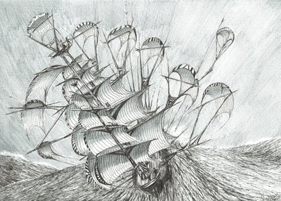 Storm Creators South China Sea, 2017, (blekk på papir) av Vincent Alexander Booth