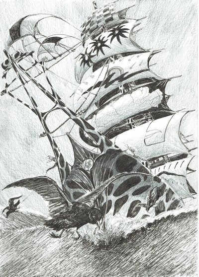 Storm Creators Timor Sea, 2017, (blekk på papir) av Vincent Alexander Booth