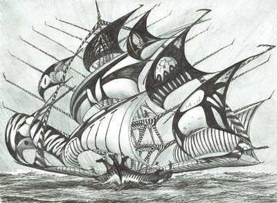 Storm Creators Visayan Sea, 2017, (blekk på papir) av Vincent Alexander Booth
