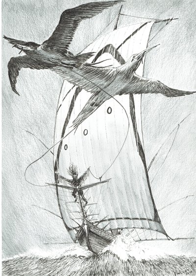 Storm Creators Wandel Sea, 2017, (blekk på papir) av Vincent Alexander Booth