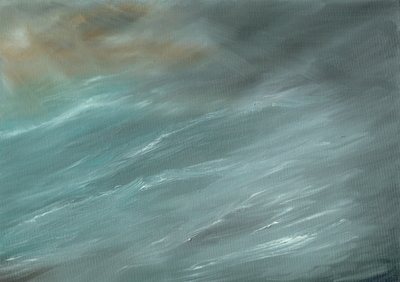 Storm i dypt hav, 2017, (olje på lerretstavle) av Vincent Alexander Booth
