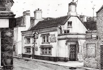The Kings Head Yarmouth, 2008, (blekk på papir) av Vincent Alexander Booth