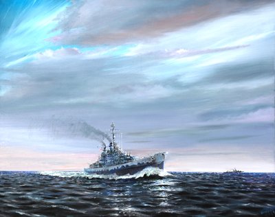 USS Atlanta patruljerer Canal Guard 1942, av Vincent Alexander Booth
