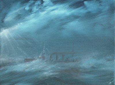 Amerikansk destroyer i en storm på havet 1917, 2019 av Vincent Alexander Booth