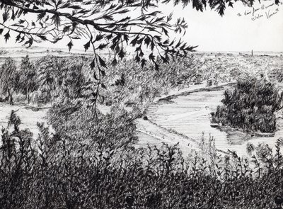 Utsikt fra Richmond Hill London, 2004, (blekk på papir) av Vincent Alexander Booth