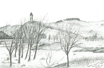 Wallace-monumentet; 2007; (blekk på papir) av Vincent Alexander Booth