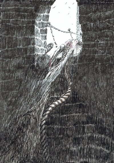 side 33, The Castle in the Forest of Findhorn, 2006, (blekk på papir) av Vincent Alexander Booth