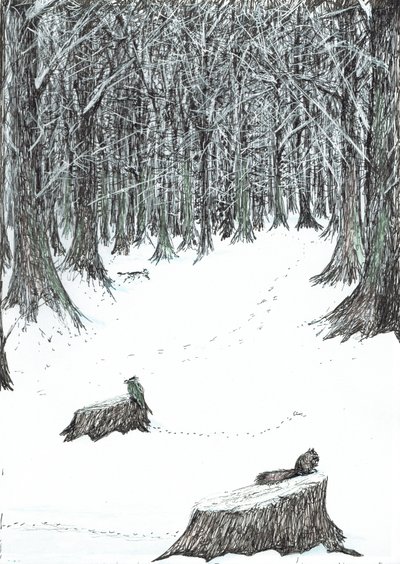 side 5, The Castle in the Forest of Findhorn, 2006, (blekk på papir) av Vincent Alexander Booth
