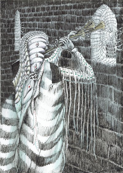 side 7, The Castle in the Forest of Findhorn, 2006, (blekk på papir) av Vincent Alexander Booth