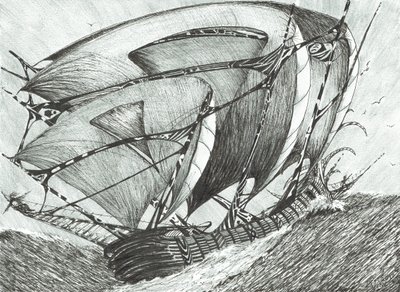 stormskapere Sea of Azov, 2017, (Blekk på papir) av Vincent Alexander Booth
