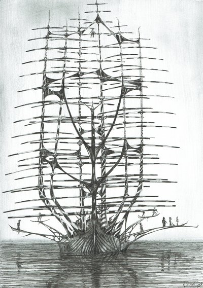 stormskapere Sea of Japan, 2017, (blekk på papir) av Vincent Alexander Booth