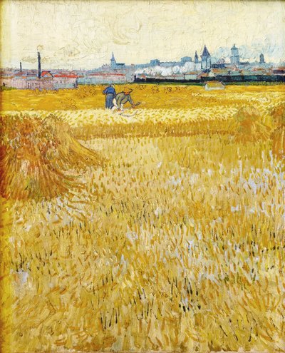 Arles: Utsikt fra hveteåkrene The Harvesters, 1888. av Vincent van Gogh