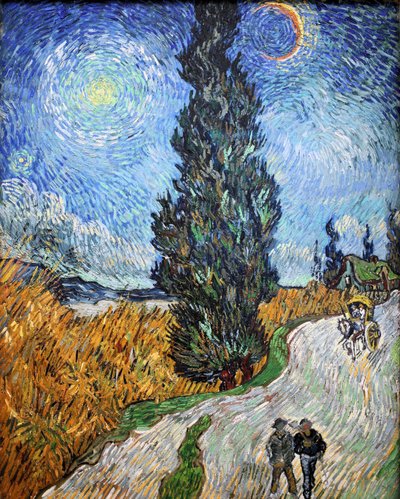 Landevei i Provence om natten, 1890. av Vincent van Gogh