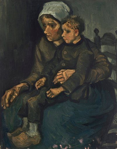Bondekvinne med barn på fanget, 1885. av Vincent van Gogh