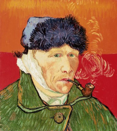 Selvportrett med bandasjert øre og pipe, 1889. av Vincent van Gogh