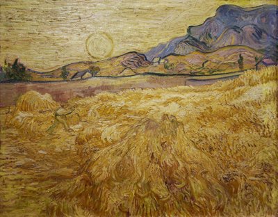 Hveteåker med høster og sol, 1889. av Vincent van Gogh