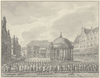 Svoret inn i regjeringsbestemmelsene på Grote Markt i Haarlem, 5. september 1787 av Vincent Jansz. van der Vinne (signed by artist)
