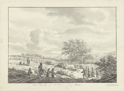 Hærens leir i sanddynene nær Overveen i juli 1803 Leiren nær Overveen, i juli 1803 (tittel på objekt) av Vincent Jansz. van der Vinne