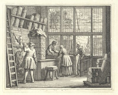 Interiør i en stoffbutikk av Vincent Laurensz. van der Vinne (II)
