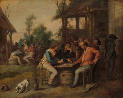 To menn på kort utenfor en Country Inn av Vincent Malò (II) (attributed to)