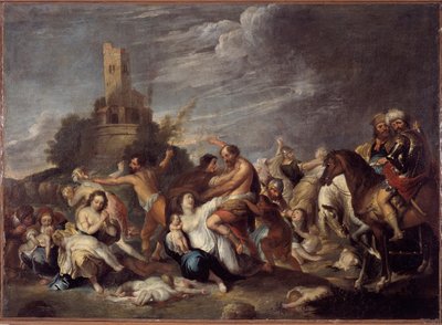 The Massacre of the Innocents Maleri av Vincent Malo (ca. 1600-1650) 1634 Fra Oratory San Silvestro, Genes Musei di Strada Nuova (ex Palazzo Bianco) gener av Vincent Malo