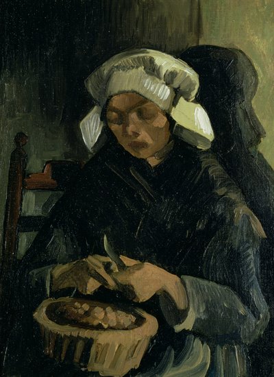 En bonde fra Neunen som skreller poteter, 1885 av Vincent van Gogh