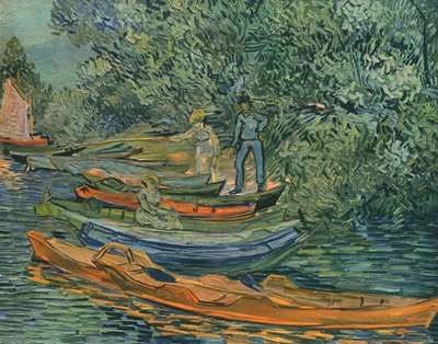 Bank of the River med robåter i Auvers, 1890, 1947. av Vincent van Gogh