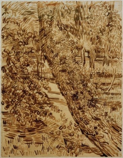 Tre med eføy i hagen til sanatoriet av Vincent van Gogh