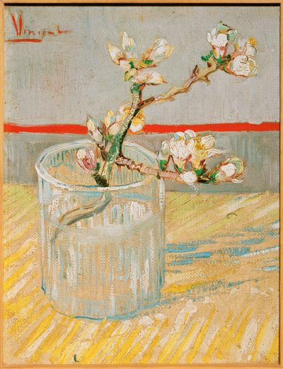 Blomstrende mandelgren i et glass, mars 1888 (maleri på lerret) av Vincent van Gogh