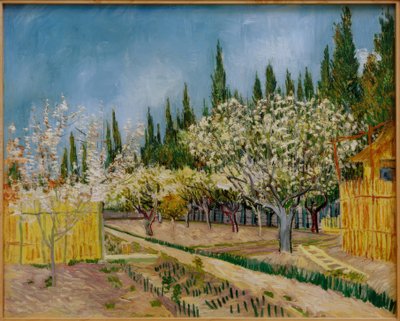 Blomstrende frukthage omgitt av sypresser av Vincent van Gogh