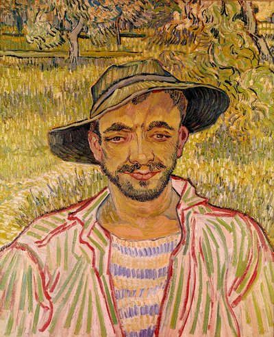 Byste av bondeansikt med stråhatt Maleri av Vincent Van Gogh (1853-1890) 1889 Dim. 61x50 cm. Galleria Nazinale d