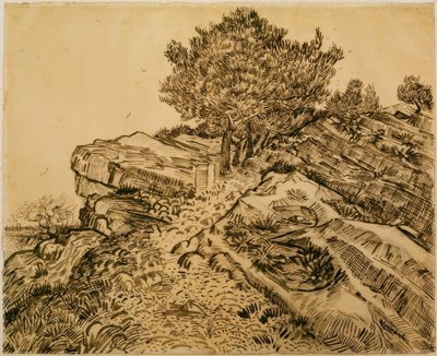 Klippen i Montmajour med furutrær av Vincent van Gogh