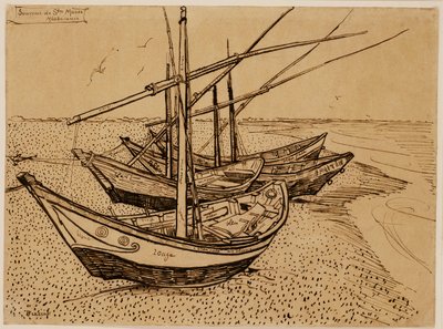 Fiskebåter på stranden ved Saintes-Maries-de-la-Mer av Vincent van Gogh