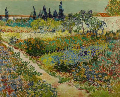 Nederlandsk: Tuin te Arles Blomsterhage med sti av Vincent van Gogh