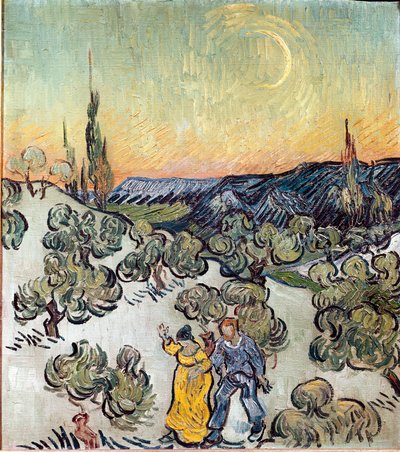 Landskap i skumringen (Saint Remy eller Saint-Remy). Maleri av Vincent Van Gogh (1853-1890) av Vincent van Gogh
