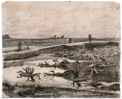 Landskap med stammer i myren (Arbeid på marken) av Vincent van Gogh