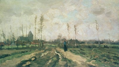 Landskap med kirke og hus, Nuenen, 1885 av Vincent van Gogh