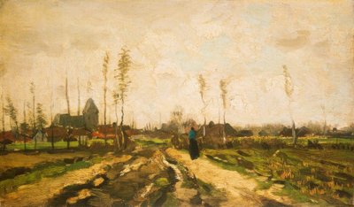 Landskap med kirke og hus av Vincent van Gogh