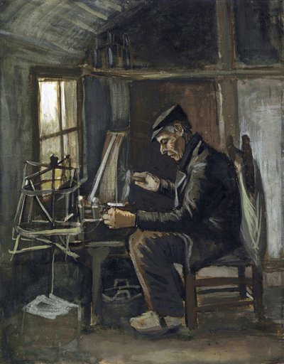 Man Winding Yarn av Gogh, Vincent, van (1853-1890). Akvarell på papir, størrelse: 44,8x35,4 av Vincent van Gogh