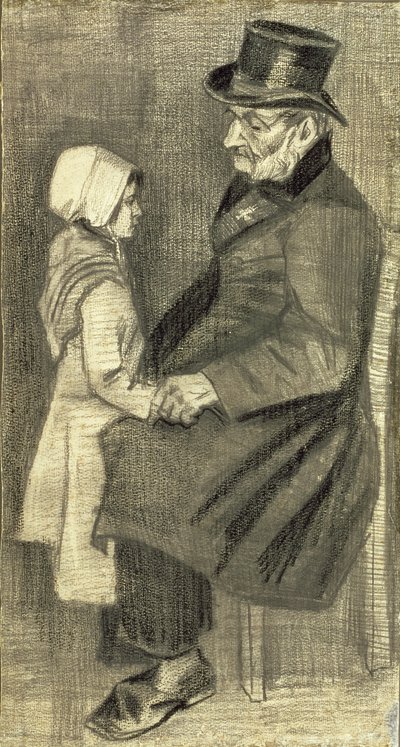 Sittende mann med sin datter, 1882 av Vincent van Gogh