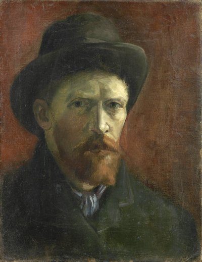 Selvportrett med filthatt av Gogh, Vincent, van (1853-1890). Olje på lerret, størrelse: 41,5x32,5 av Vincent van Gogh