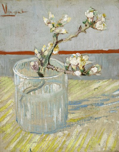 Kvist av blomstrende mandel i et glass av Vincent van Gogh