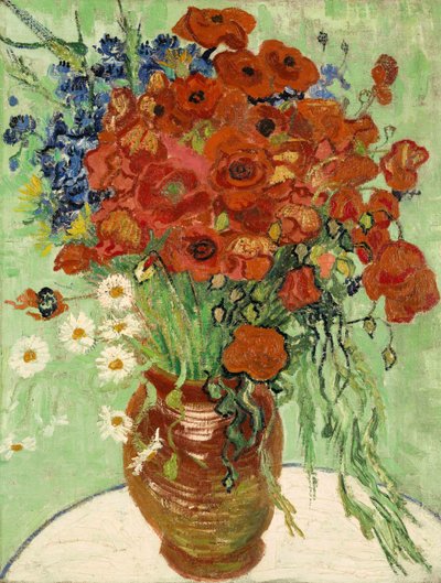 Stilleben, vase med tusenfryd og valmuer, 1890 av Vincent van Gogh