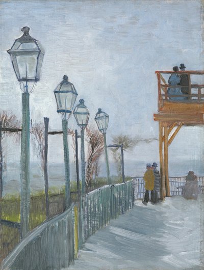 Terrasse og observasjonsdekk ved Moulin de Blute-Fin, Montmartre, tidlig i 1887. av Vincent van Gogh
