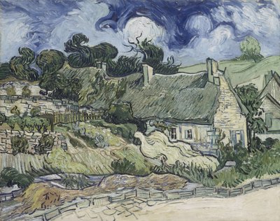 Hytter med stråtak i Cordeville, 1890 av Vincent van Gogh