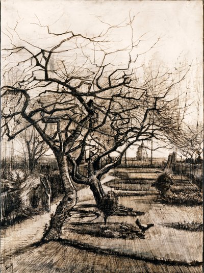 Prestegården i Nuenen om vinteren - Oeuvre de Vincent, van Gogh (1853-1890) - 1884 - Penn, pensel, blekk på papir - 51,5x38 - Szepmuveszeti Muzeum, Budapest av Vincent van Gogh