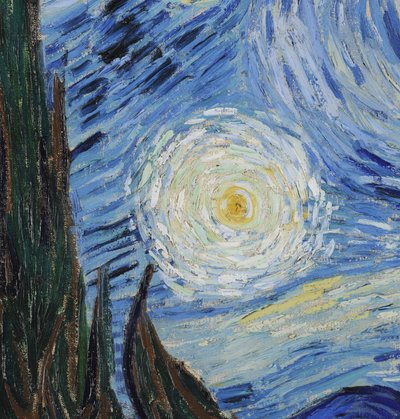 The Starry Night, juni 1889 (olje på lerret) (detalj av 702746) av Vincent van Gogh
