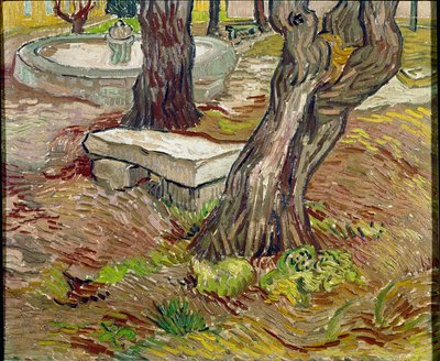 Parken til Saint Paul-asylet (Saint Paul) i Saint-Remy (Saint Remy) eller Bench de Pierre. Maleri av Vincent Van Gogh (1853-1890) av Vincent van Gogh